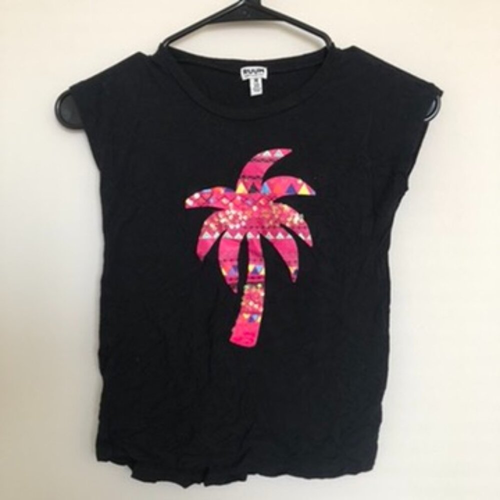 RUUM Girls Palm Tree Tank | Black | Size M (10)
